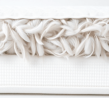 Cross-section of a foam core with a soft feather wrap