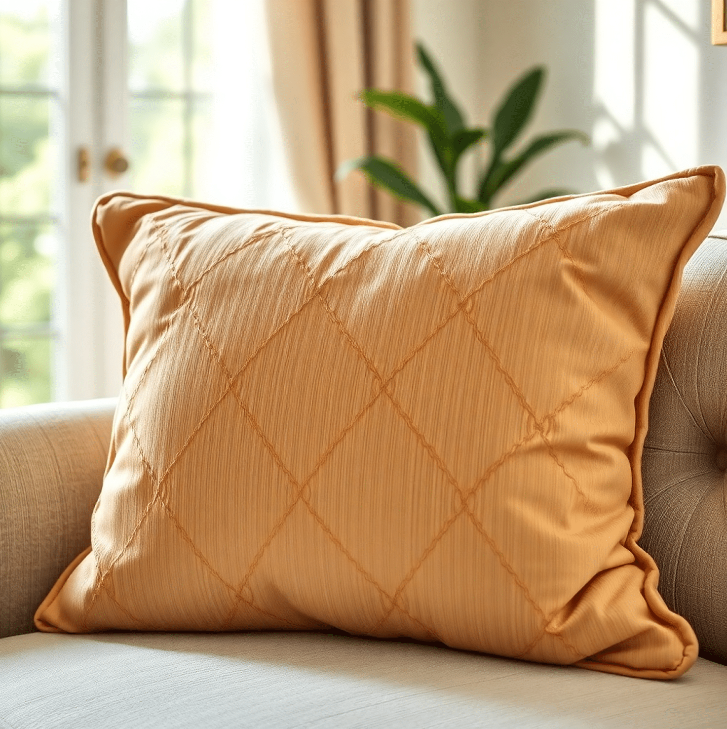 A full, comfortable scatter cushion on a sofa