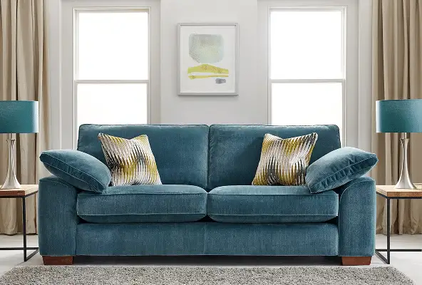 Teal sofa in an elegant living room